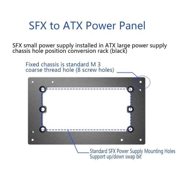 Atx til SFX strømforsyningskonverter til computermontering aluminiumsramme