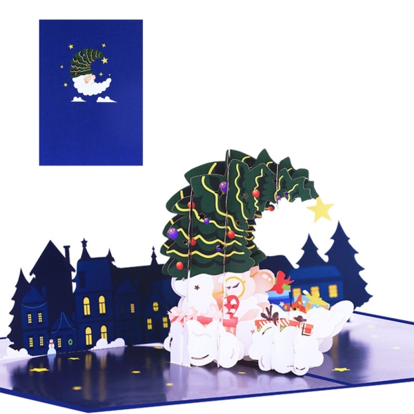 3D för Pop up Santa Moon Julkort Färgglada printed kort Festival Julkort för födelsedag Bröllop nyår Bles