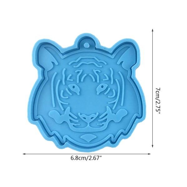 Glänsande glänsande Tiger för huvud Anpassad nyckelring Form Lerhartsform Mould Berlocker Göra molds