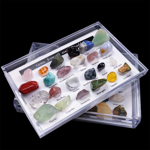 24st Healing Crystals Chakra Stones Färgglada Gems Malm Exemplar Polerad Sten