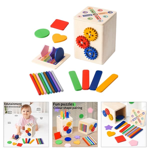 Pedagogisk leksak för form- och färgigenkänning för barn, resevänlig design