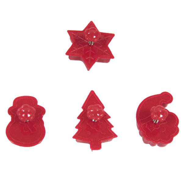 Julekakeformer Kuttersett 4 Pakning 3D Snømann Snøfnuggmønster