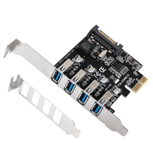 4 portar PCI-E till USB 3.0 expansionskort med 15-stifts SATA- power - PCI för Express(PCIe) USB -kort för stationär PC