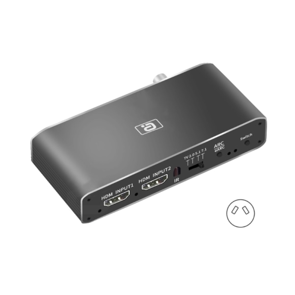 8k HDMI2.0b Audio Extractor 2 In 1 Out Switcher eARC Splitter 7.1CH DSTHD AUX Koaxial Optisk DAC-avkodning CEC HDCP AU