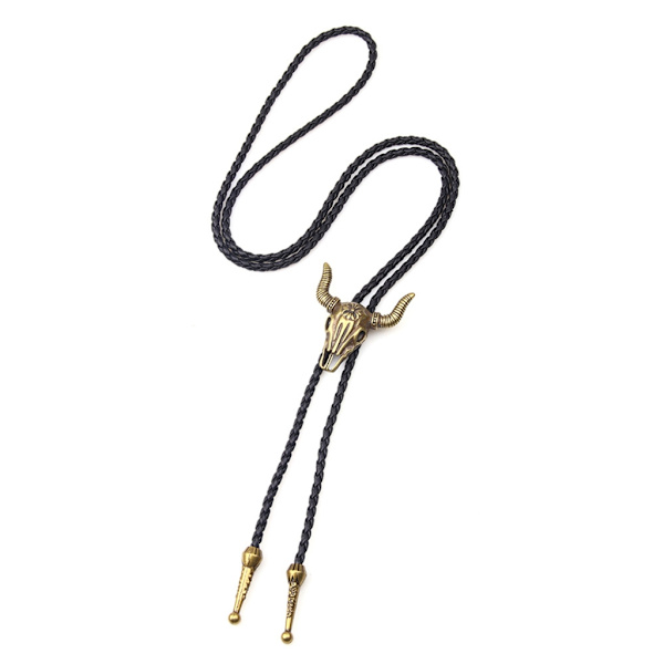 Bull Head Spænde Vedhæng Halskæde Retro Choker halskæde Justerbar Kravebens Kæde Cowboy Læderbælte Slips Smykker