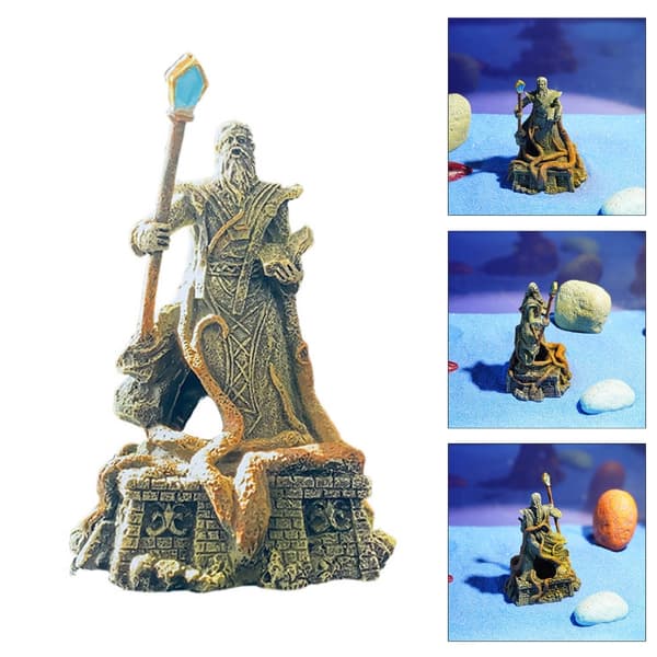 Realistisk trollmannstatue figur landskapsdekorasjon for akvarier og hage