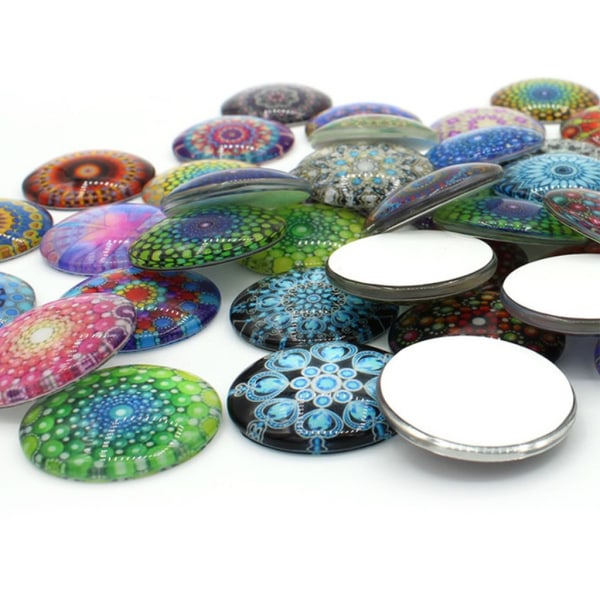 100 st Glas Cabochons 12 mm Mosaik Print Glas Kupol Cabochons Runda plattor Glas Cabochons Dome Gems för smyckestillverkning 2