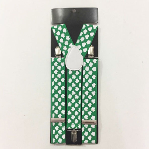 Irish Saint Patricks Day Y Rygghängslen med clips Shamrock Print Strap Bälte null - Small strap