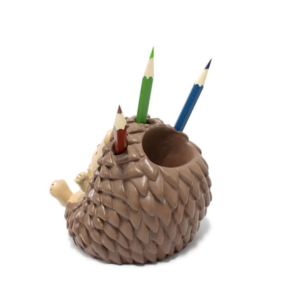Hedgehog Pen Cup med telefonställ Harts Pennhållare Dekorativ Blyertskopp Kontorsskrivbordsprydnad för Student Kvinnor Män Present