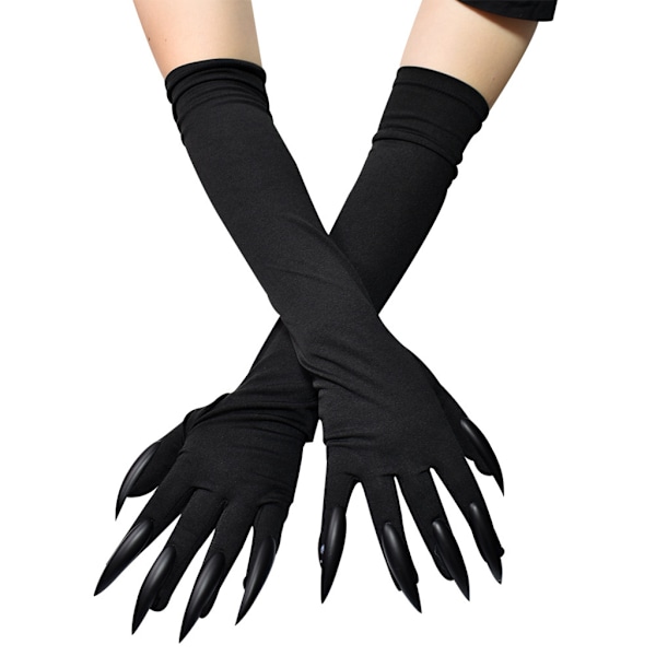 Långa Fingernaglar Handskar Halloween Armbågslängd Klo Ärm Cosplay Spökhandskar Gotiska Spökhandskar Läskiga Festrekvisita