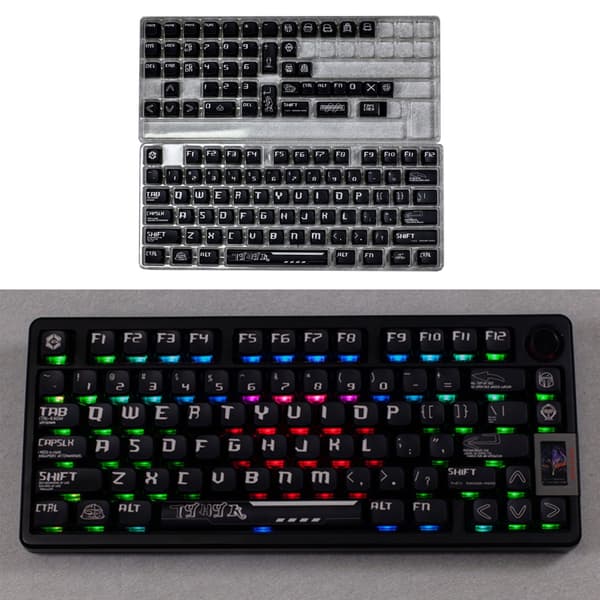 122 Tasters MDA Profil PBT Keycaps Sæt Black Knight Tema Baggrundsbelyste Keycaps Sæt