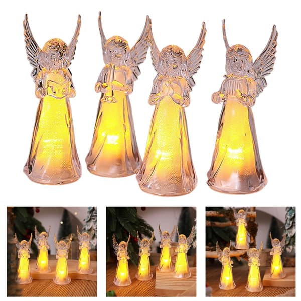 4 stk. Akryl Engel Natlampe Glitrende Sengelamper Dekorativt Element