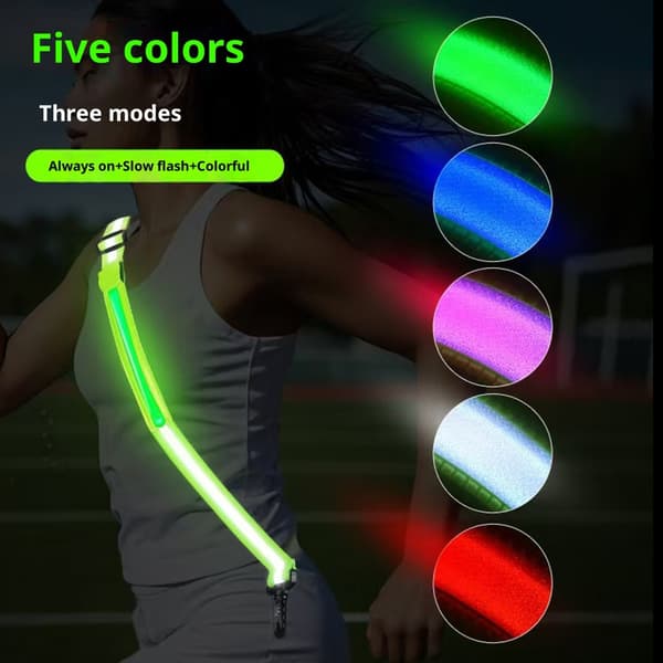 Andningsbart LED-armband USB C Snabbladdning Reflekterande Utrustning för Utomhusaktiviteter Blue