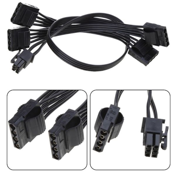 Host Case Mainboard IDE 6Pin til 4 Port 4Pin Strømkabel Adapter Splitter til PC