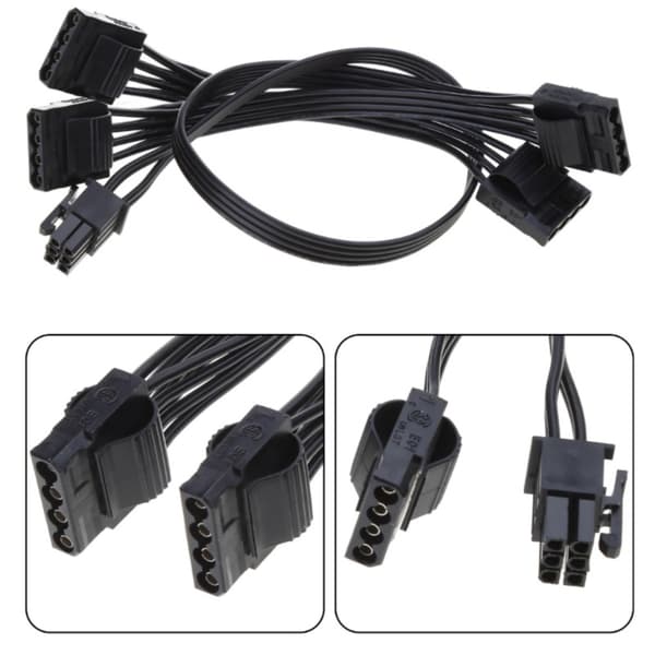 Isäntäkotelon emolevyn IDE 6Pin - 4-porttinen 4Pin virtajohtoadapteri PC:lle