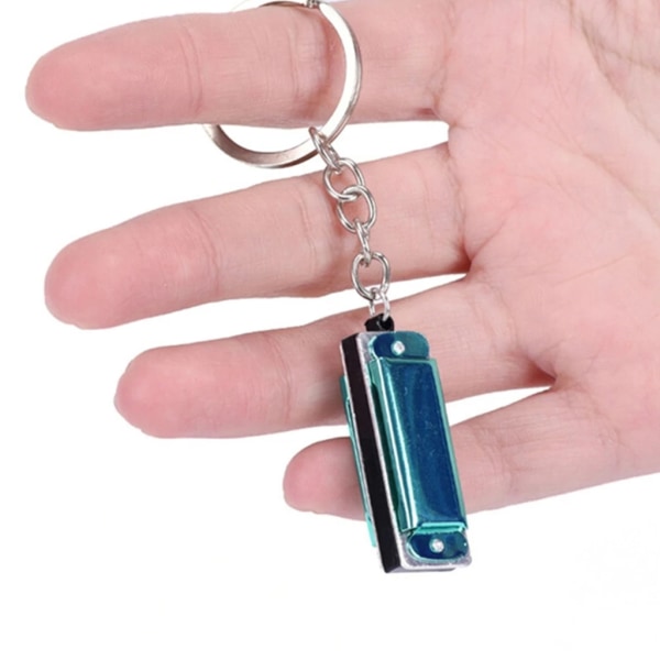 Färgglad munspel Nyckelring Munspel Mini 8 Tone 4 hål för nyckelring för nyckelring 3,6 x 1,2 x 0,8 cm för barnleksak Blue