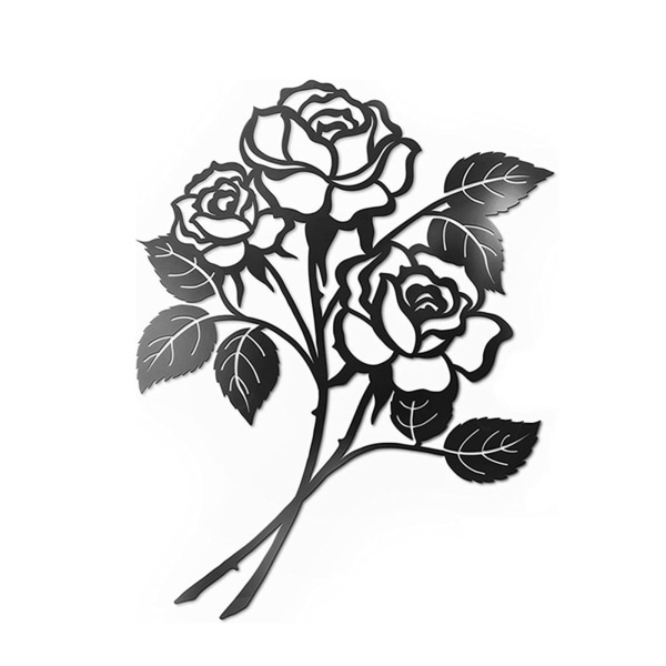 Metal Rose Väggkonstdekor Silhouette Art Flower Ornament Hängande hantverk