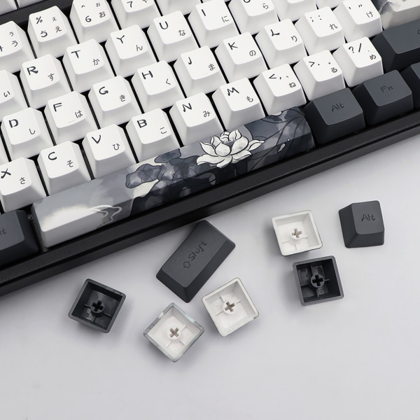 Mekaniskt tangentbord DIY OEM Höjd Keycaps 140-Key Bläck Lotus Japanese Keycap