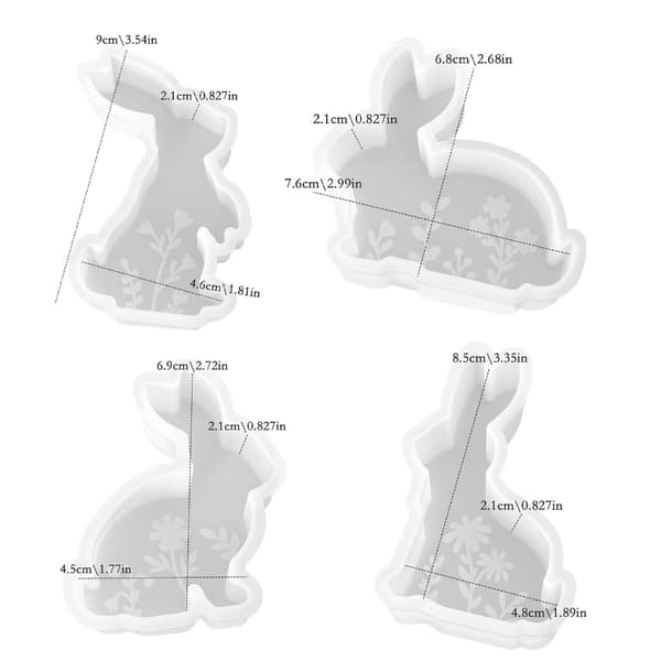 Prægede blomsterhare silikone lysforme til håndlavet lys sæbe harpiks kunst 1 flower sitting rabbit small 3 pack
