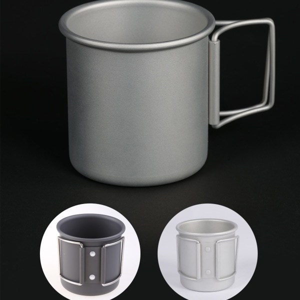 Aluminiumlegering kopp te kaffemugg Camping picknick vattenkopp mugg med vikbart handtag White
