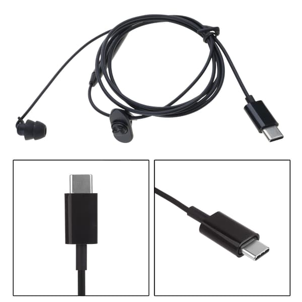 USB Typ C Hörlurar Enkel Hörlur Ensidiga Öronproppar med Mikrofoner Sladd