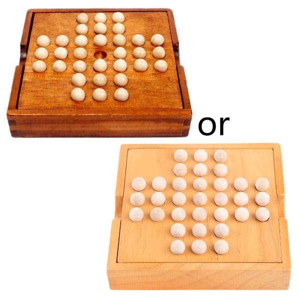 1 Set Klassiskt Solitärbräde Spel i Trä Enkel Schack Peg Solitaire Diamant Flytta Oberoende Kognitiv Förmåga Leksak