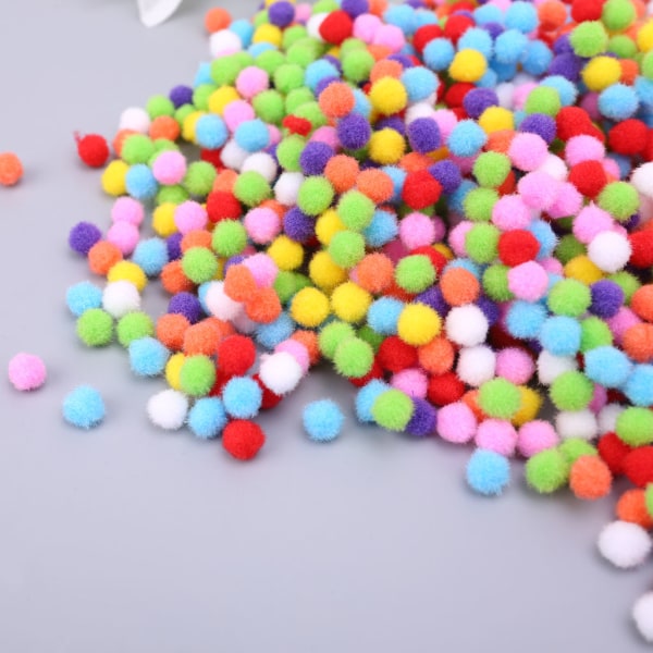 1000 st mjuk rund fluffig hantverk PomPoms Ball blandad färg Pom Poms 10mm DIY Craft