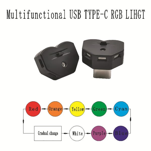 Bærbar Type C Atmosfærelys 5V 0.08W RGB Natlampe til Bilcomputer