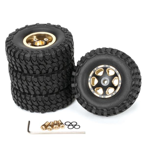 54mm RC Crawler Gummihjul & Beadlock Mässingsfälgar för 1/24 Axial SCX24 AXI90081 AXI00001 AXI00002 AXI00005