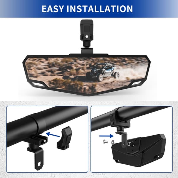 Justerbart UTV Sidespeil Glass Universelt 1.5“-2“ Rullestang