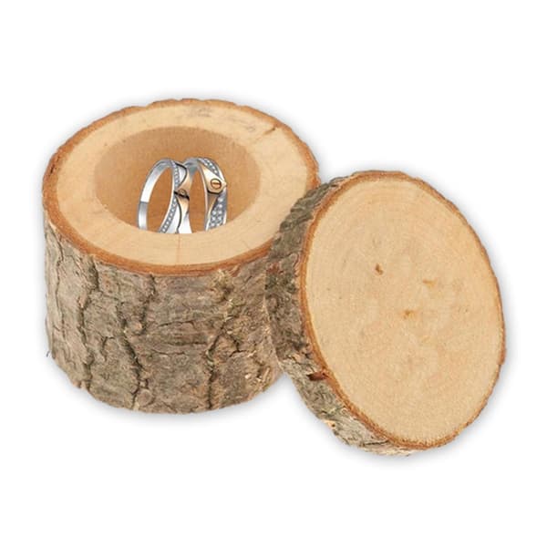 Rustikk Bryllup Tre Ringboks Holder Håndlaget Vielsesring for Etui Forlovelse 6