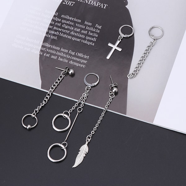 5 st koreanska Dangle örhängen Kit Snygga kedja droppörhängen Modesmycken Jubileumspresent till pojkvän Flickvän