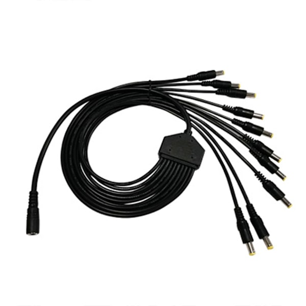 Power Splitter-kabel 1 hona till 2/3/4/5/8/10 hane DC5,5 mm x 2,1 mm splitterförlängningskabel för CCTV-säkerhetskamera One for eight