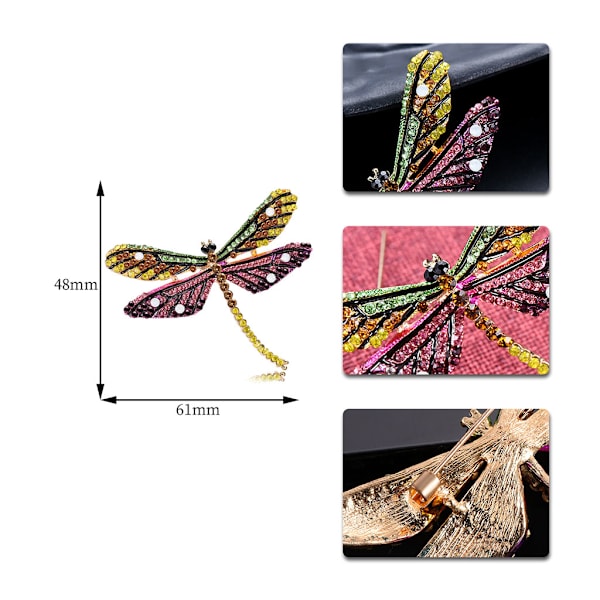 Dragonfly Brosch Insekt Färgglada Mode Berlocker Smycken Badge Bankett Scarf Pins