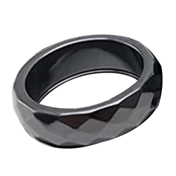Svart Hematit Bandring för Kvinnor Män Smycken Par Enkel Gåva Natursten Platt Magnet Healing Fingerring