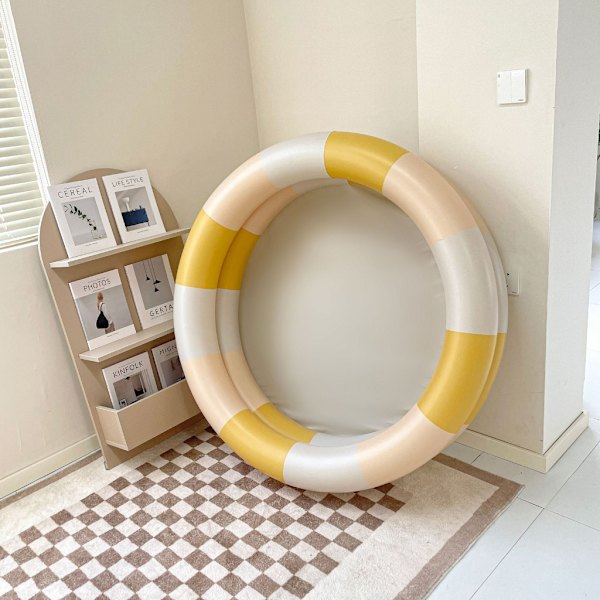 Uppblåsbar pool för barn Återanvändbar baby Bärbar liten pool Rund pool inomhus barnpool Beige 120