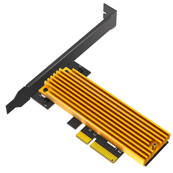 PCIe 4X Adapterkort for M.2 NVME Solid State-disker med integrert kjøleribbe
