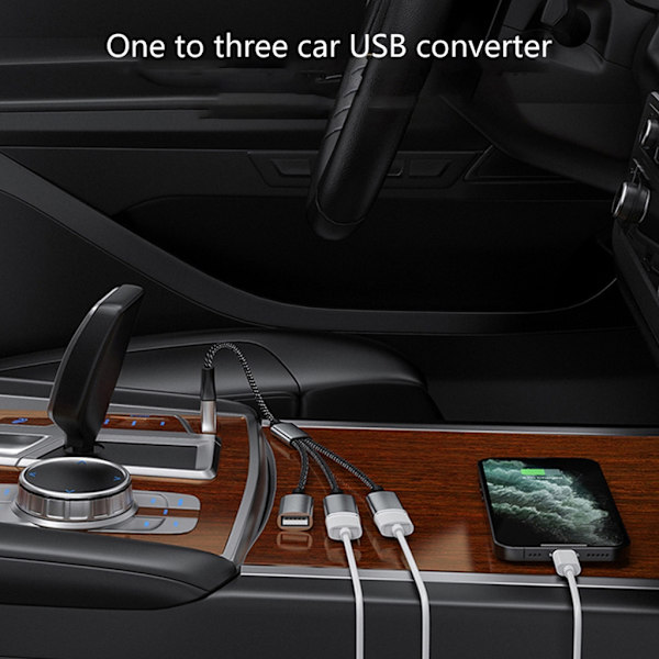 USB 2.0 Strømsplitterkabel, 1 Han til 2 Hun USB og 1 USB C Ladekabel