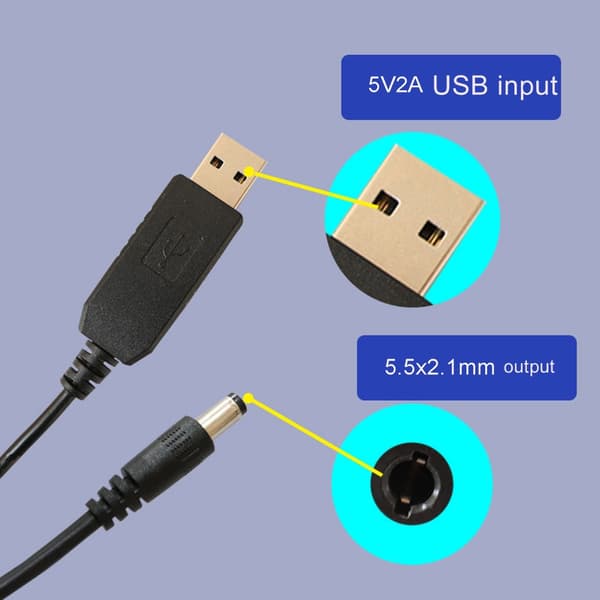 USB Han til 5.5x2.1mm Han Opladerkabel Strømadapter Ledningskonverteringskabel
