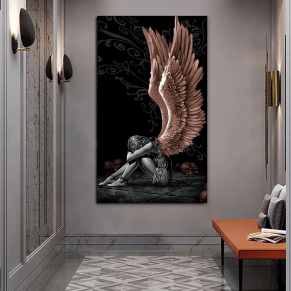 Angel Wing Bakgrund Väggdekor Canvas Målning Konst Bild Landskap Decoratio Rose red