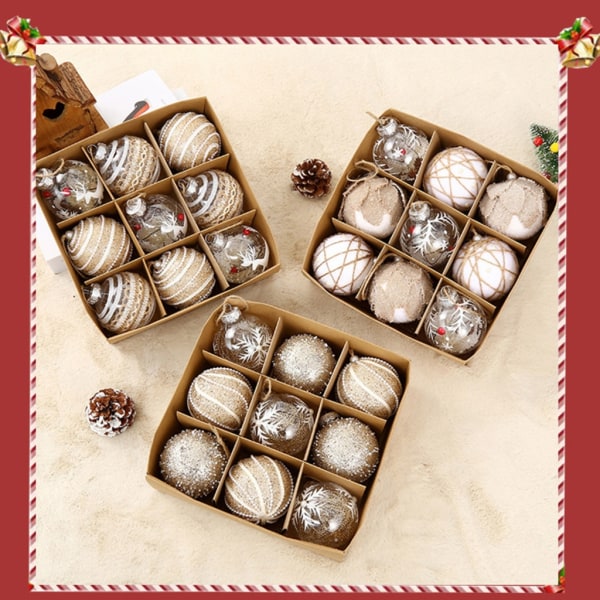9 st/ set Julkulor prydnader för julgran splittersäkra hängande bollar Holiday Bröllopsfest dekorationer Xmas 5