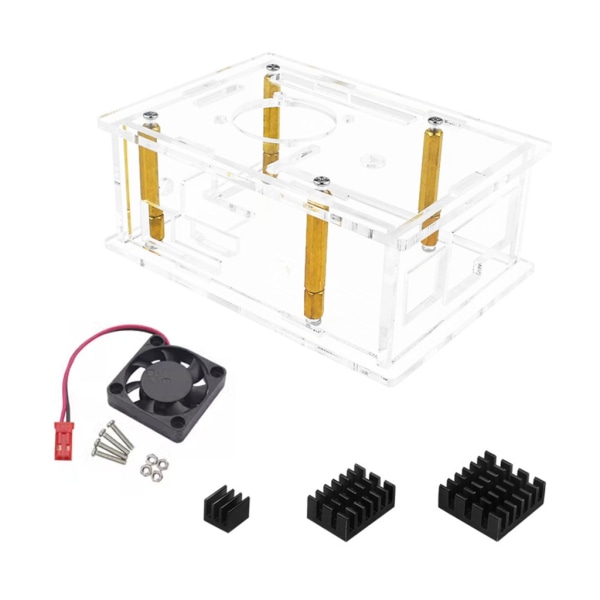 Akrylskåp Kylfläkt för Orange Pi 3B Development Board Case Yttre skal med kylfläkt Kylfläns With cooling fan