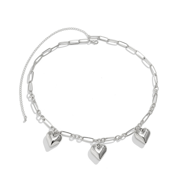 Enkellagers hjärthängande midjekedjor Summer Beach midjekedja Boho Body Chain magsmycken för kvinnor och tonårsflickor Silver