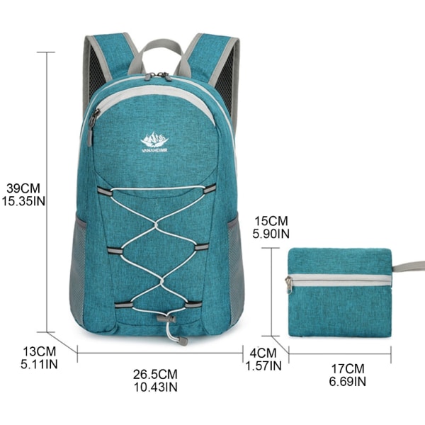 Vandringsdagssäck Ultralätt packbar ryggsäck Vattentät, hopfällbar resedagssäck för utomhuscampingklättring Blue