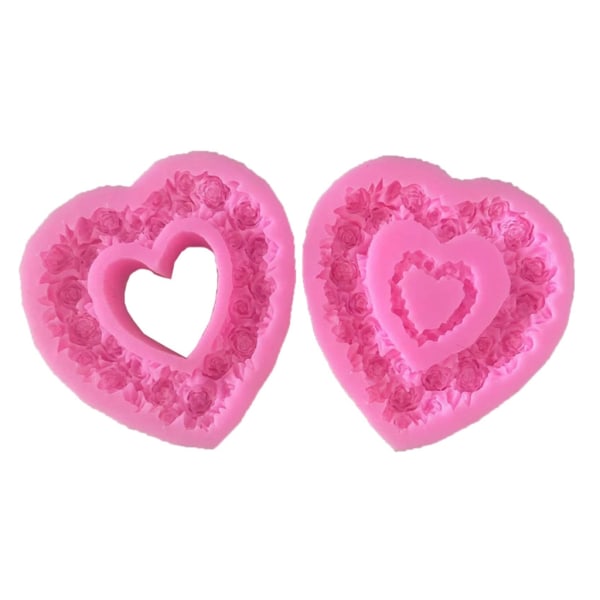 Rose Heart Silikon Sugarcraft-form Hartsverktyg Cupcake Mould Fondant Tårta Dekorera Ihåligt hjärta Form B