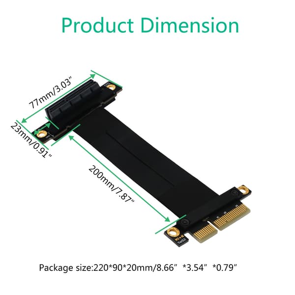 20 cm höghastighets PC PCI för Express 4X Riser Connector Kabel Riser Card PCI-E 4X Flexibel kabelförlängningsadapter 270°