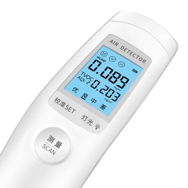 Luftkvalitetsmonitor PM2.5 formaldehyd HCHO TVOC AQI realtidsdetektor för luftföroreningar inomhus med luftkvalitetsdisplay