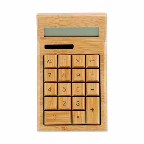 Bambus Kontorregnemaskine 12 Cifret LCD Display Skole Special Gave Beregn