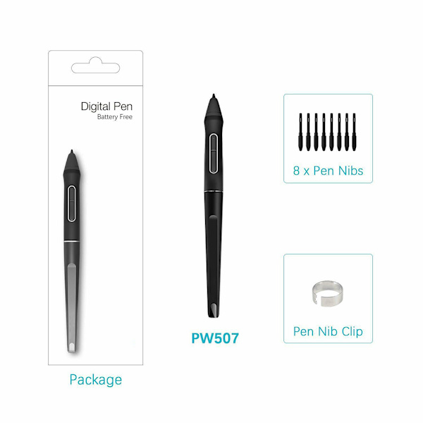 Stylus Pen PW507 för HUION Kamvas Pro 12/ Pro 13/ Pro 16/16/20 för Express Keys