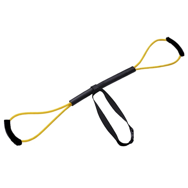 Figur 8 Motståndsträningsband, elastisk dragyoga spänningsrep Högpresterande träningsrör för kroppsstretching Yellow with belt 15lb